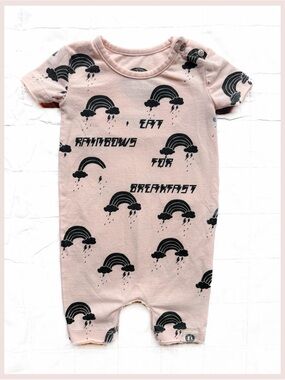 Mini Shatsu Punk Eat Rainbows For Breakfast Romper NB Girl Boy Newborn 0 3 Mo